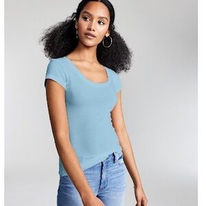 JR651 Aveto Blue Juniors' Scoop Neck Solid Jersey Knit Tee Size Large